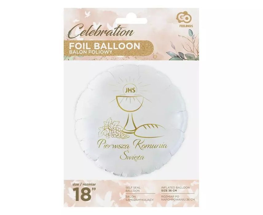 Balon foliowy Pierwsza Komunia Święta Kielich. Nowy Produkt