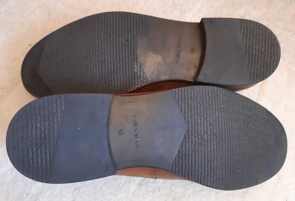 Portugalskie skórzane brązowe półbuty pantofle Zara Man, rozmiar 43