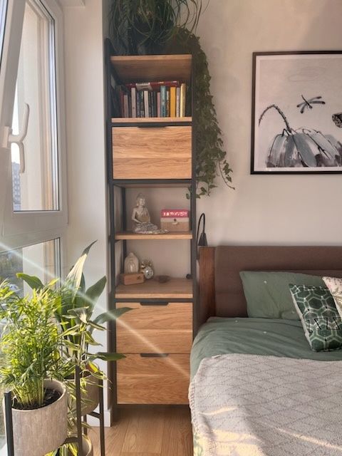 Regał loft, dębowy, słupek loft,  lite drewno industrial