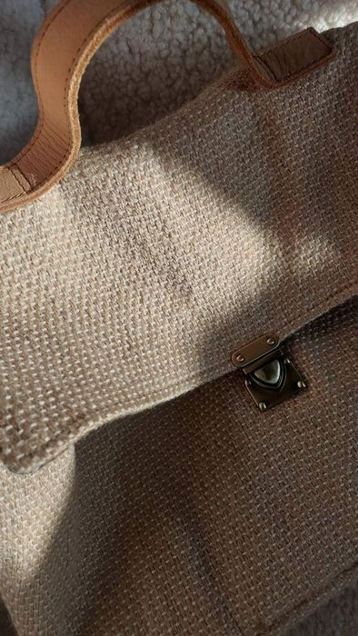 Джутова сумка,натуральна шкіра,плетена сумка