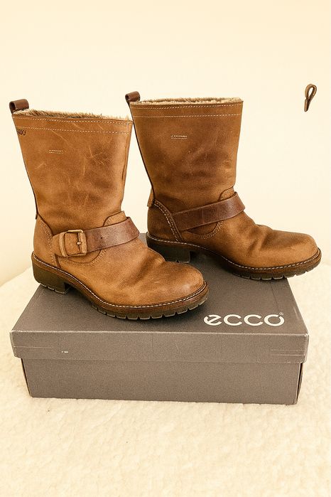 Ecco botki motocyklowe Elaine brazowe buty damskie jesienne zimowe