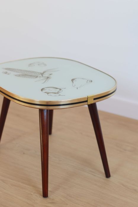 Kwietnik rockabilly ze szklanym blatem patyczak lata 60 Niemcy