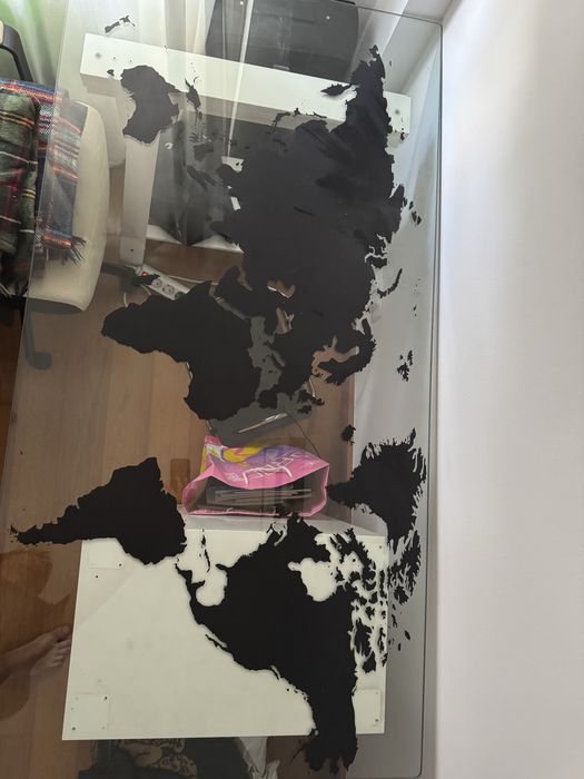 Tampo de Secretária em Vidro Mapa Mundo