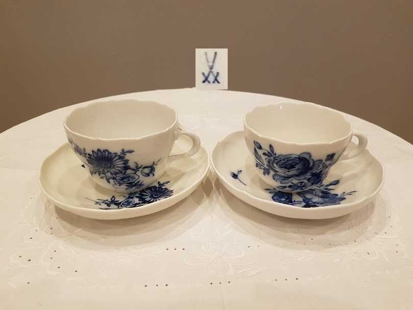 Filiżanka (210 ml) ze spodkiem, owady, królewska Miśnia (Meissen)