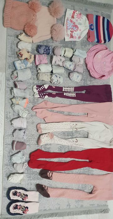 Czapki, rajtuzki, skarpetki, dziewczynka 86-92
