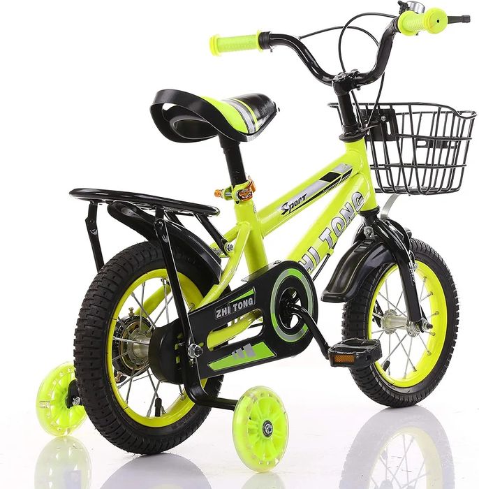 Bicicleta infantil ZHITONG com rodas de treino flash e cesta de metal