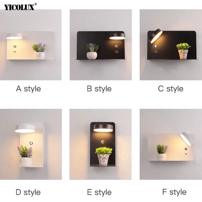 Kinkiet led gniazdo USB na ścianę półka pod telefon