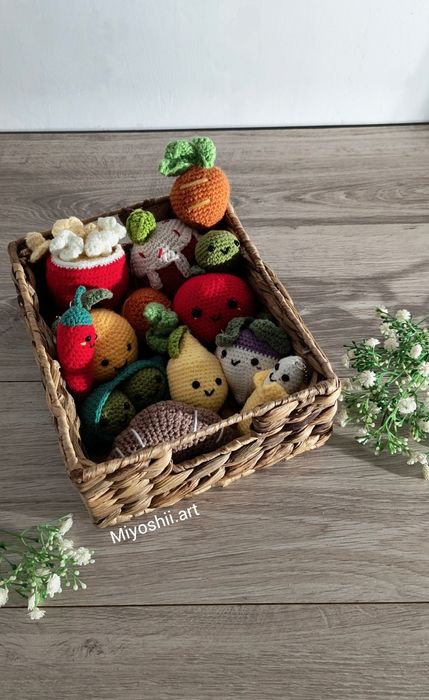 Jedzenie na szydełku warzywa i owoce