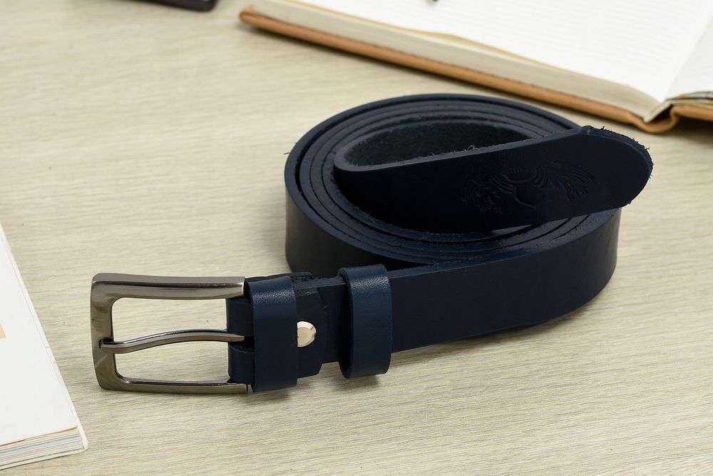 Beltimore skórzany pasek granat licowa nadwymiar 160 175 cm długi nowy