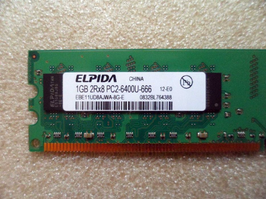 Оперативна пам'ять   DDR2  Elpida  2 Gb (2x1 Gb)  800 MHz
