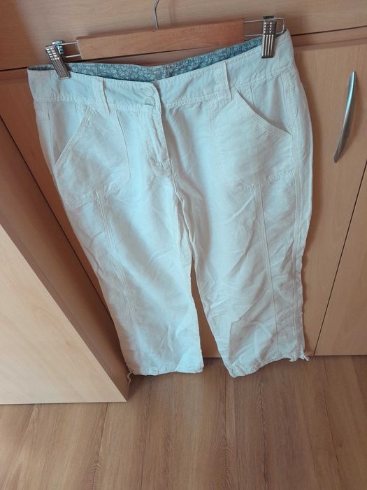 Nowe Spodnie damskie białe len+bawełna CAMAIWU R38