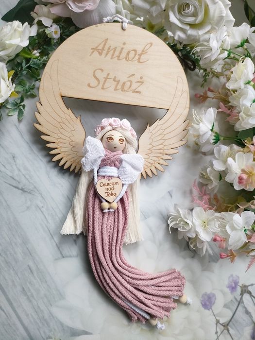 Pamiątka Chrztu Świętego Anioł Stróż rękodzieło