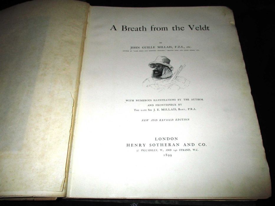 Livro A Breath from the Veldt J G Millais 1899 caça grossa África