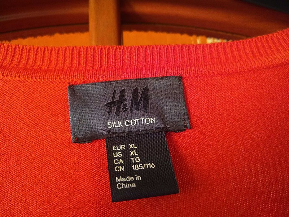 H&M  Elegancki męski lekki sweter jedwabny, 55% Jedwab, Rozmiar XL