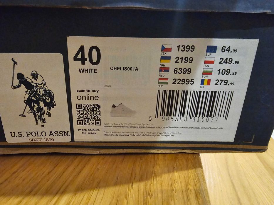 U.S. POLO ASSN. - Sneakersy Damskie, Białe, rozmiar 40