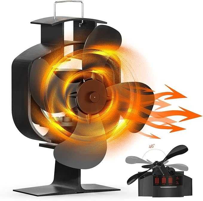 Wentylator kominkowy oscylacyjny bez prądu zasilany ciepłem