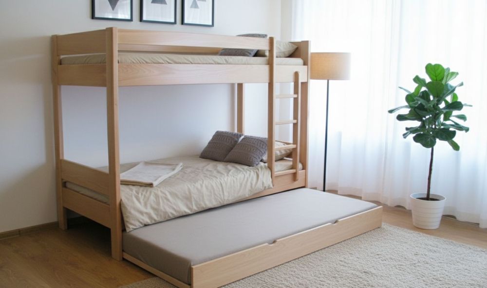 Łóżko piętrowe drewniane bukowe masywne 80x200/90x200