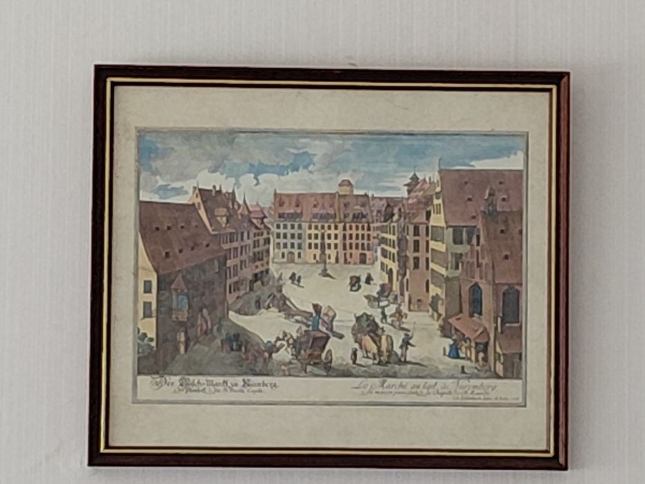 Quadro Clássico Gravura Antiga de Nuremberga – J. A. Delsenbach