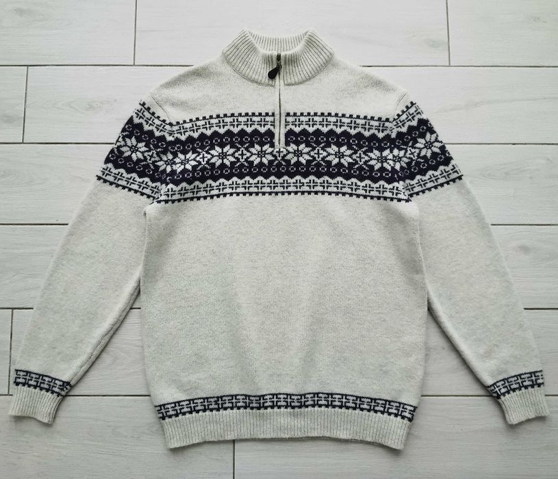 Шикарный шерстяной свитер унисекс на молнии, р.46-48