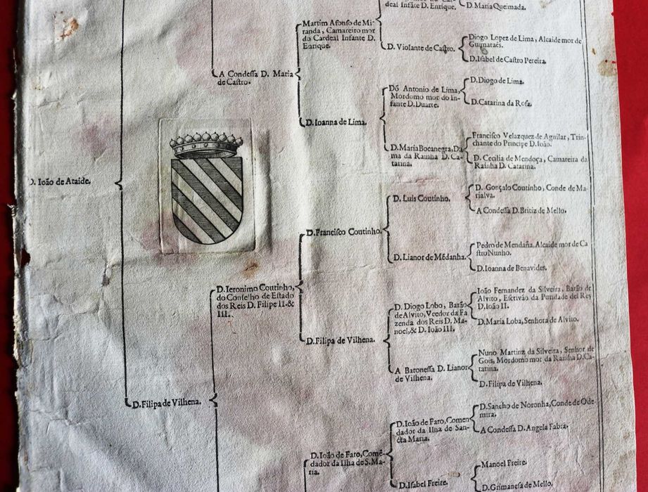 Ataídes, Condes de Atouguia bela árvore de costados 1623 rara