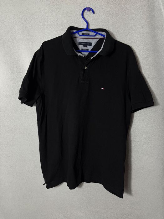 Koszulka męska Polo Tommy Hilfiger L czarna bawełniana stretch custom fit oryginalna
