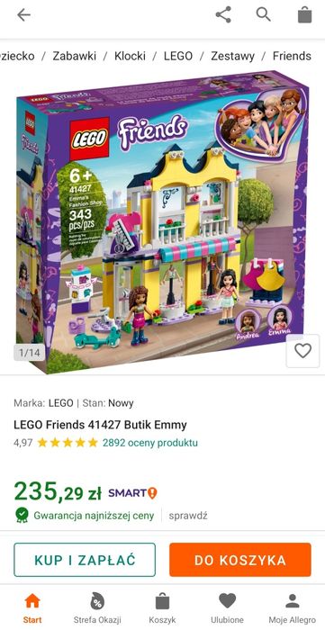 Zestaw klocków lego friends butik Emmy 41427