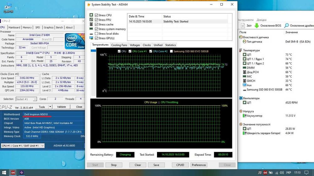 Ноутбук Dell Inspiron N5010, i7-640M 2.80 ггц, 4гб ОЗУ.
