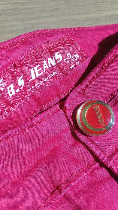 B.S.Jeans Czerwone spodnie jeansowe Red jeans r.36