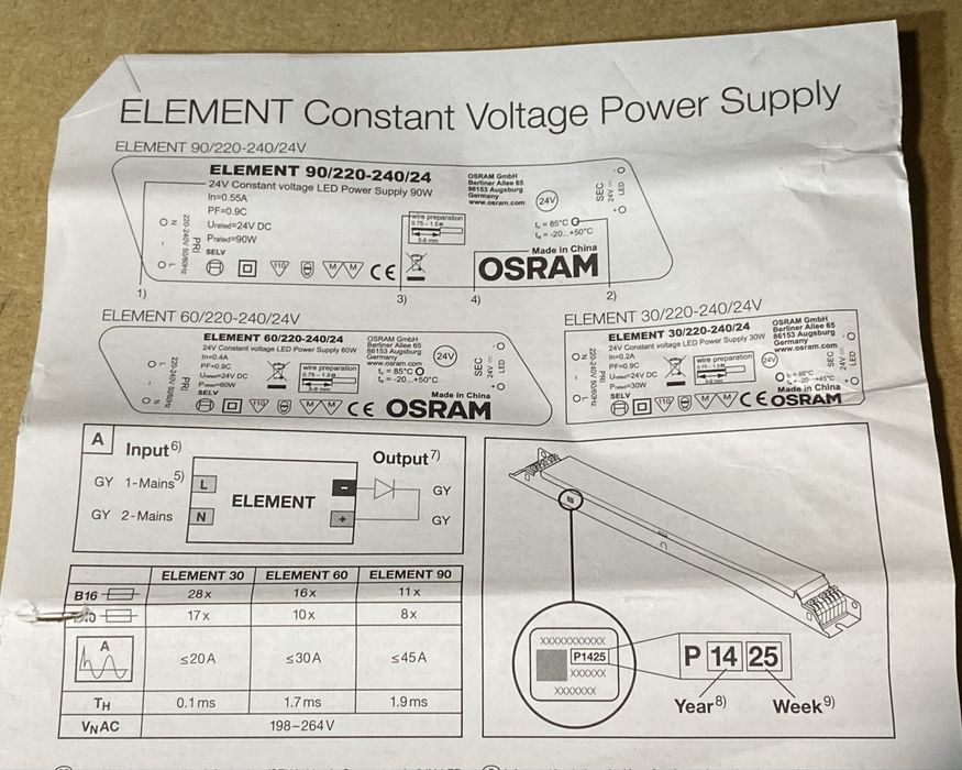 LED Блоки живлення / драйвери OSRAM ELEMENT 24V 60W