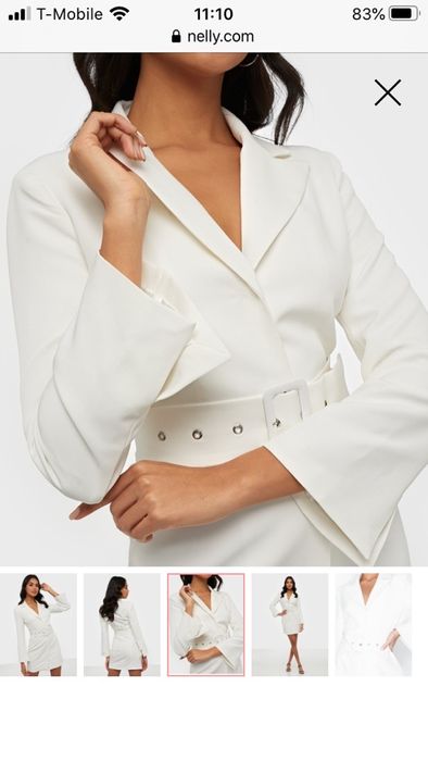 Sukienka marynarkowa z paskiem biała