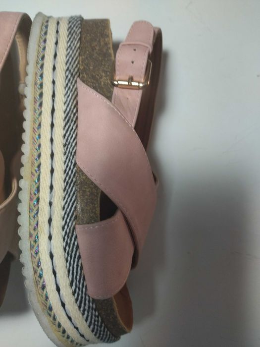 Sandálias plataforma de tiras Rosa nº37