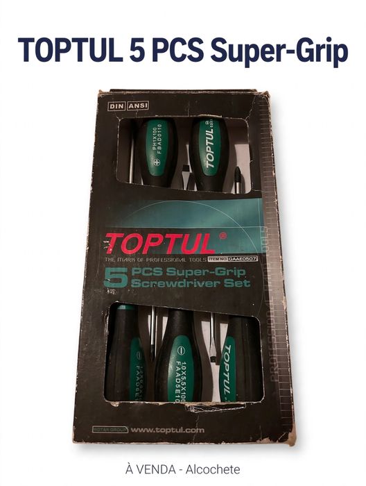 Conjunto Chaves de Fendas TOPTUL 5 Peças Super-Grip – Profissional