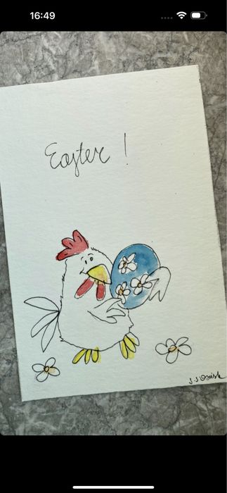 Kartka wielkanocna wielkanoc kura pisanka easter ilustracja