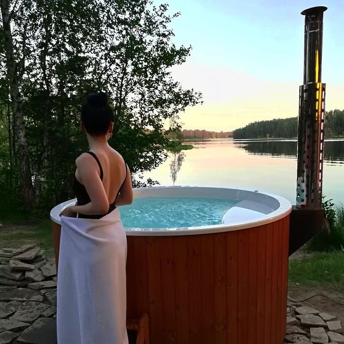 Balia ogrodowa Jacuzzi Gorąca beczka Piec wbudowany Hot Tube Premium