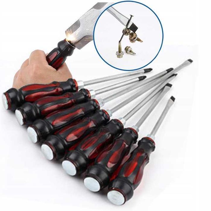 WKRĘTAKI Zestaw ŚRUBOKRĘTÓW do PODBIJANIA  Ślusarskie 7 el Magnetyczne