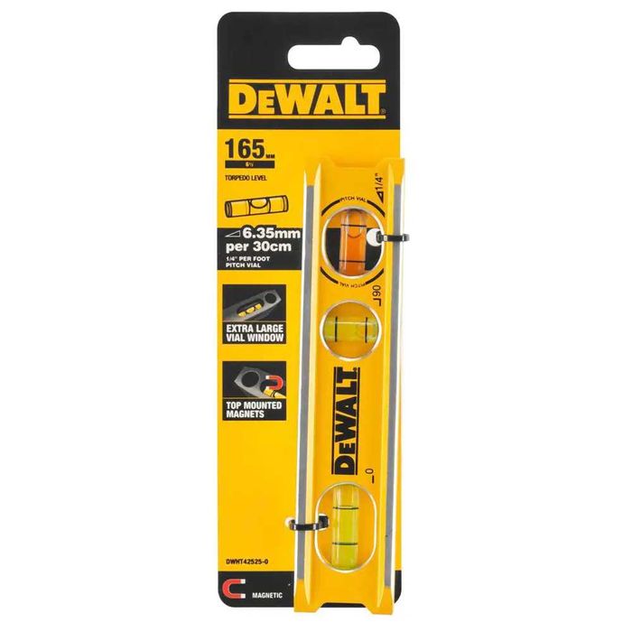 DeWALT DWHT42525-0 Рівень з алюмінію 165 мм з 3 капсулами і магнітами