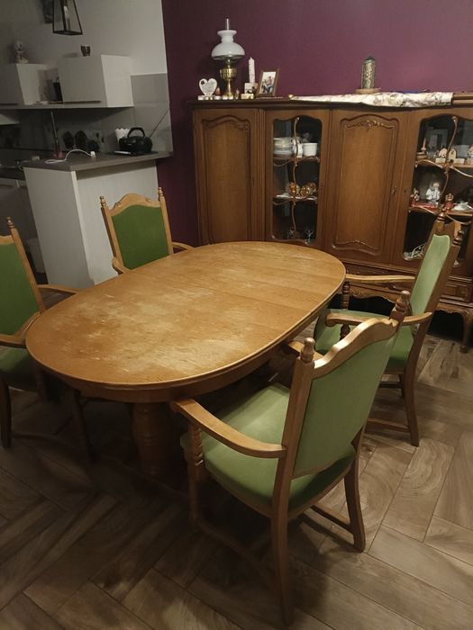 Stół rozkładany + 5 krzeseł Bawaria 225 cm lite drewno
