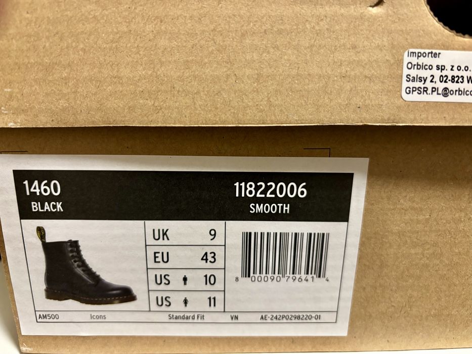 Dr Martens 1460 czarne rozmiar 43