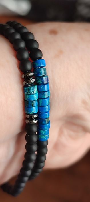 2 Męskie bransoletki z naturalnymi kamieniami
