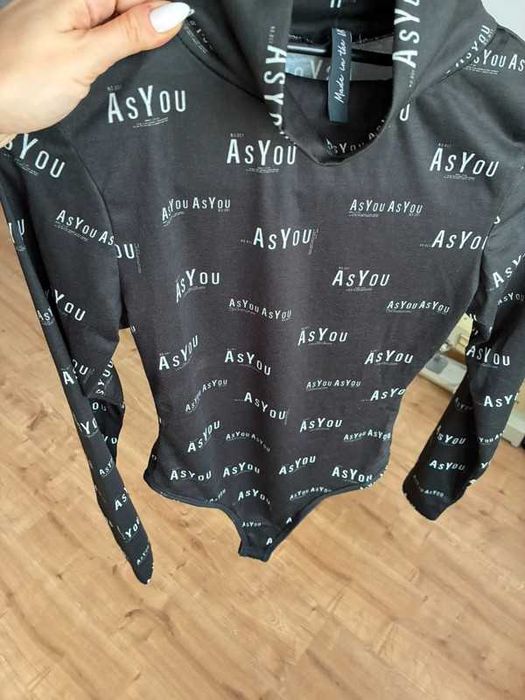 body czarne z napisami Asos xs Nowe