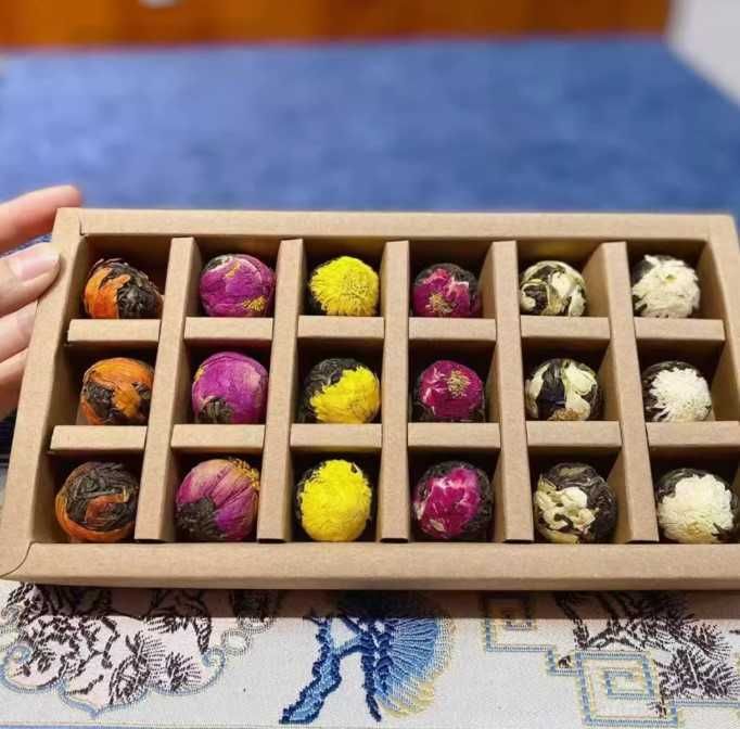 Цветочный чай ассорти • шен пуэр с цветами • подарочная упаковка 120г