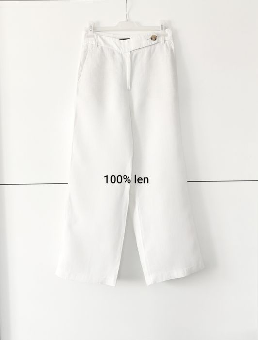 Spodnie Massimo dutti 34 XS białe lniane luźne nogawki letnie