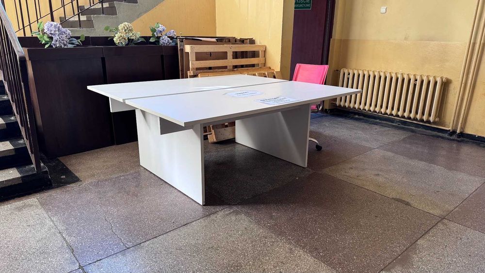 Biurko podwójne DOUBLE SOLID, 180x165 cm, białe