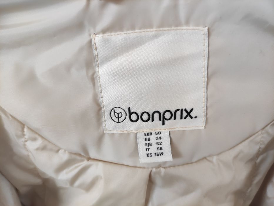 Kurtka kremowa ocieplana 50 5XL Bonprix