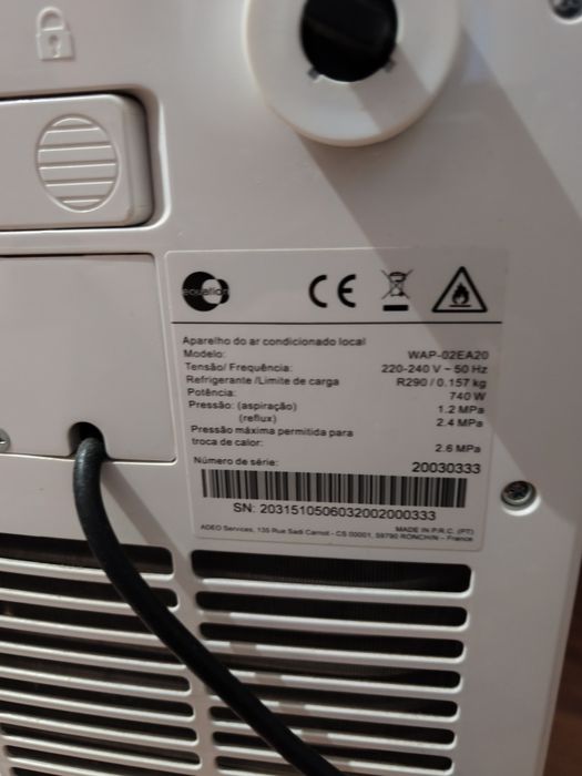 Ar Condicionado Portátil Equation WAP-02EA20 (Como Novo / Pouco Uso)