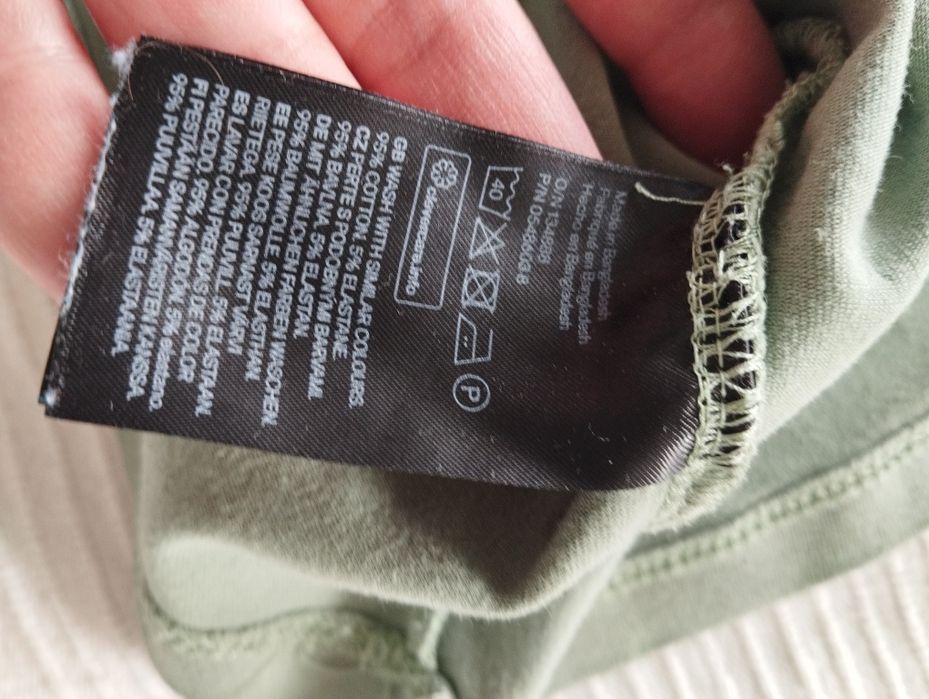 Bluzka ciążowa z bawełny, tshirt basic, miętowa, szałwiowa r.M H&M