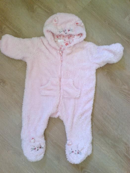 Jak NOWY Kombinezon KOT, kwiaty, jesień wiosna pajac 3-6 msc 68