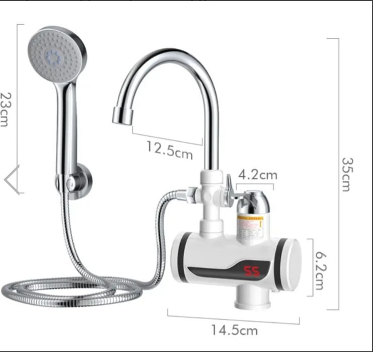 Кран-водонагрівач з душем нижнє підключення