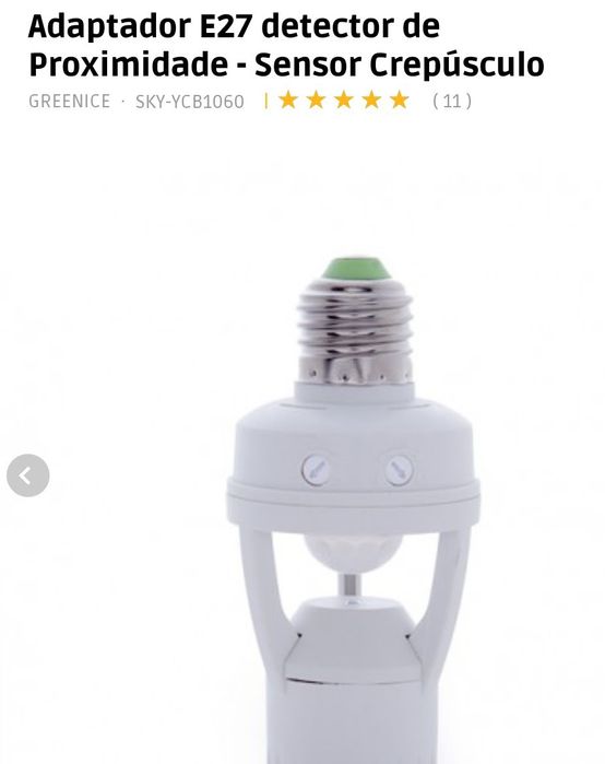 CASQUILHO de lâmpada com sensor de ligação