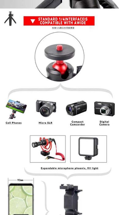 Mini statyw MT-08 do telefonu kamery DJI Action GoPro selfie stick